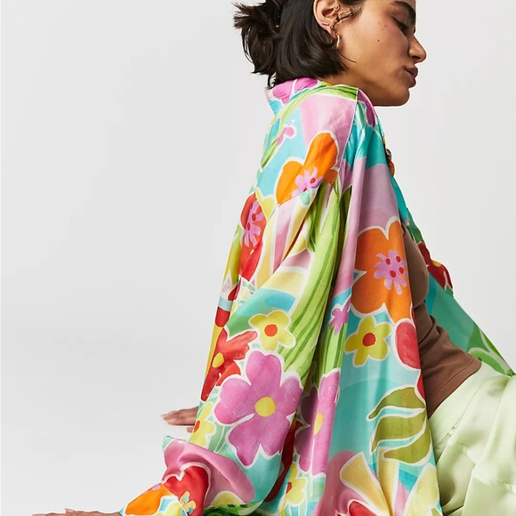 New Spell x Free People Floral Tutti Fruitti XS, S, M Pink Button Shirtdress - Picture 3 of 15